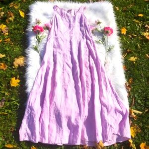 J. Jill Petite Linen Pleated Maxi Dress Purple